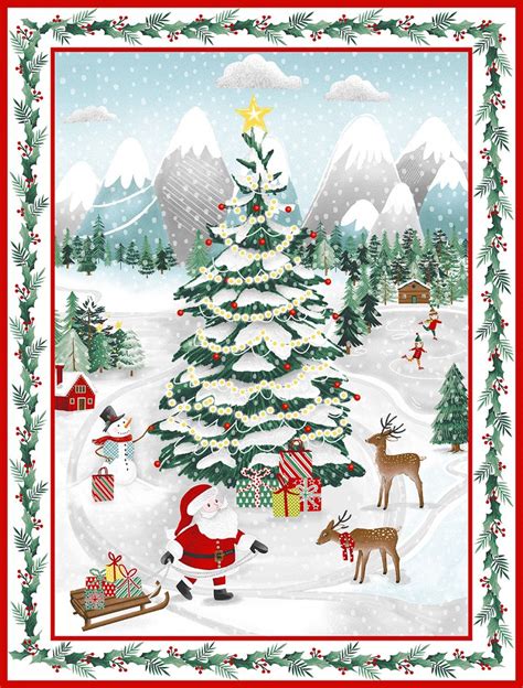 vintage christmas fabric panels